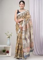 Pure Linen Cotton Multi Casual Wear Pure Hand Work Saree